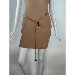 Liz Claiborne A209446 Skinny Chain Belt With Logo Hook  1X Gold Metal